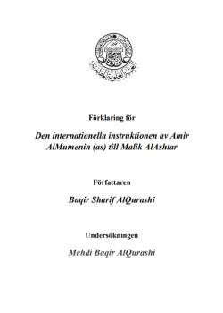 Förklaring för Den internationella instruktionen av Amir AlMumenin (as) till Malik AlAshtar عهد الامام علي عليه السلام لمالك الاشتر - اللغة السويدية 