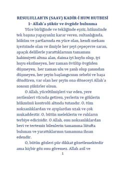 RESULULLAH'IN (SAAV) KADİR-İ HUM HUTBESİ - النص الكامل لغخطبة الغدير- اللغة التركية