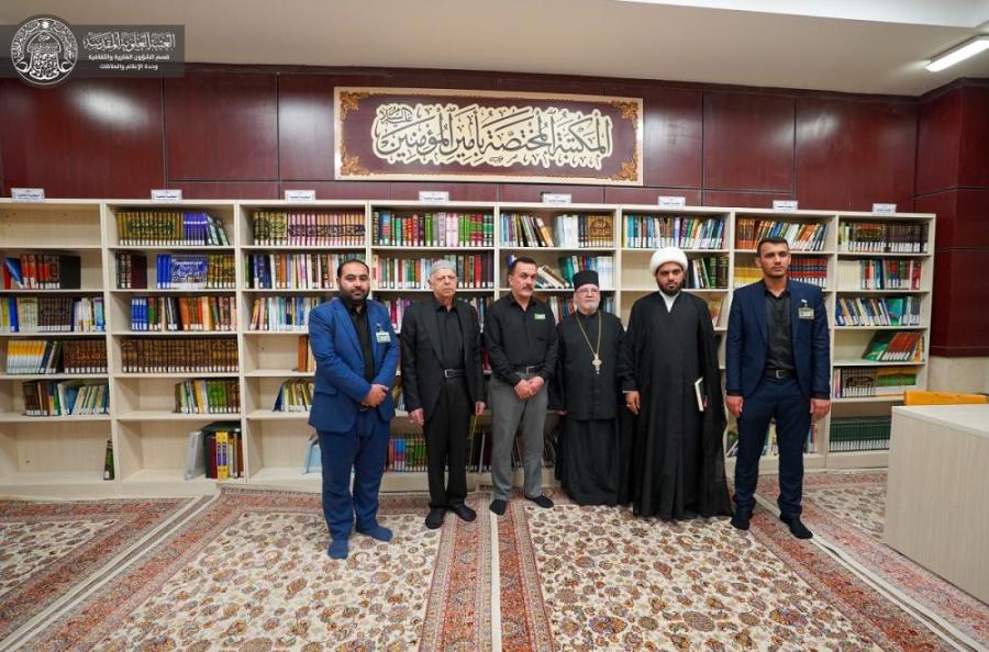 ممثل المسيح الأرثوذكس في إسبانيا والبرتغال يبدي إعجابه بما تضمُّه مكتبة الروضة الحيدرية المطهرة