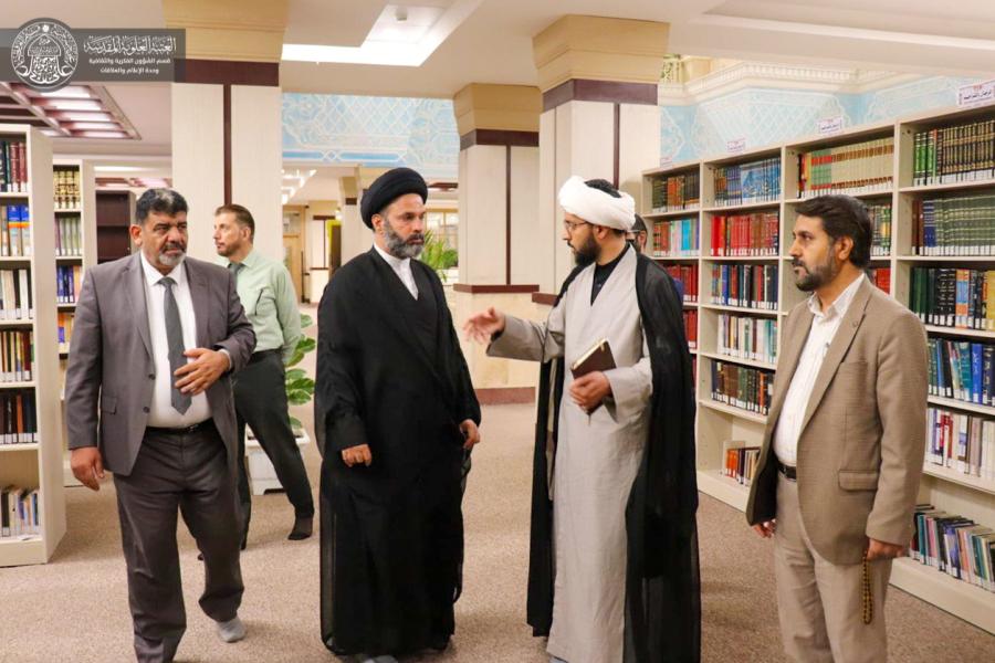 وفد من جامعتي الكوفة وفردوسي يطلعون على تاريخ مكتبة الروضة الحيدرية المطهرة